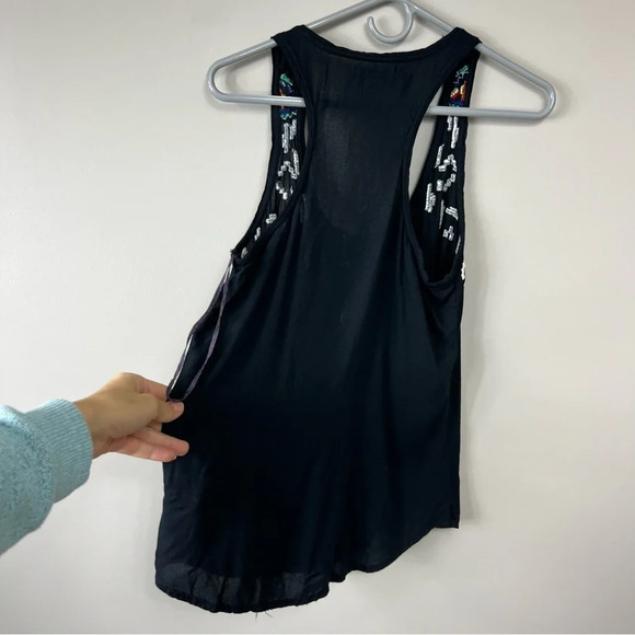 Stradivarius black embroidered sleeveless tanktop Sz M - Picture 3 of 6
